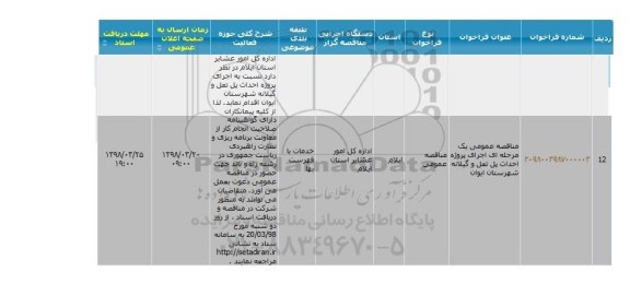 مناقصه احداث پل