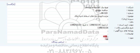 مزایده, مزایده فروش پایه های اسقاط