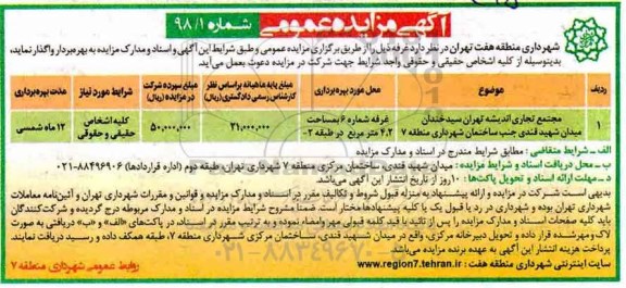 مزایده عمومی, مزایده واگذاری مجتمع تجاری اندیشه