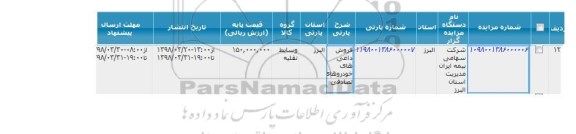 مزایده, مزایده فروش داغی های خودروهای تصادفی