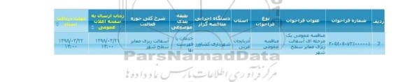 مناقصه ,مناقصه آسفالت ریز معابر 