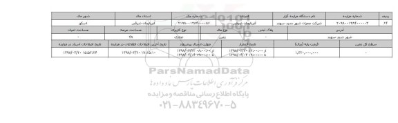 مزایده,مزایده زمین تجاری عرصه 48