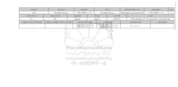 مزایده,مزایده ساختمان مسکونی عرصه 290 