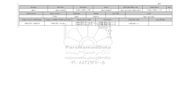 مزایده,مزایده ساختمان تجاری عرصه 32.88 