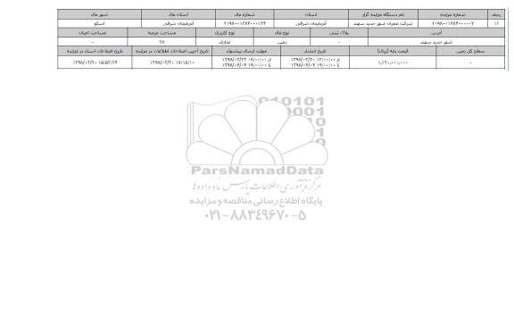 مزایده,مزایده  زمین تجاری عرصه 28