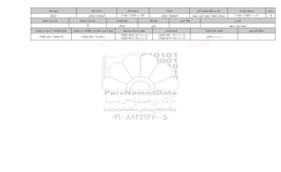 مزایده,مزایده  زمین تجاری عرصه 28