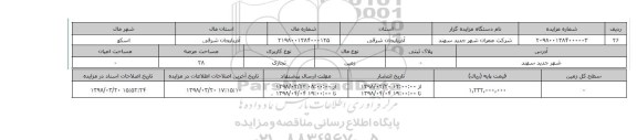 مزایده,مزایده زمین تجاری عرصه 28