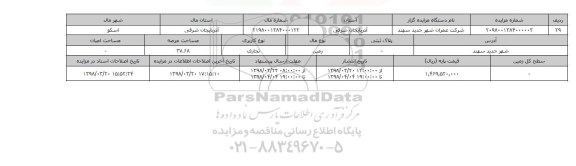 مزایده,مزایده زمین تجاری عرصه 37.68
