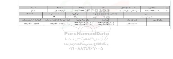 مزایده,مزایده زمین تجاری عرصه 28
