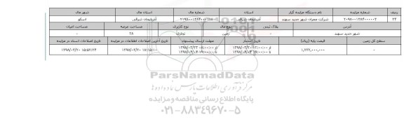 مزایده,مزایده  زمین تجاری عرصه 28