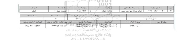 مزایده,مزایده زمین تجاری عرصه 32