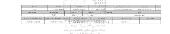 مزایده,مزایده زمین تجاری عرصه 45.54