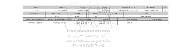 مزایده,مزایده  زمین تجاری عرصه 52.05