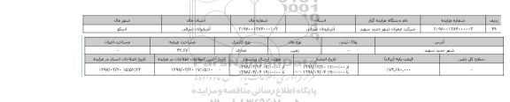 مزایده,مزایده زمین تجاری عرصه 43.67