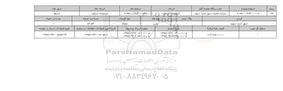 مزایده,مزایده  زمین تجاری عرصه 52.54