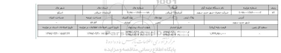 مزایده,مزایده زمین تجاری عرصه 52.54