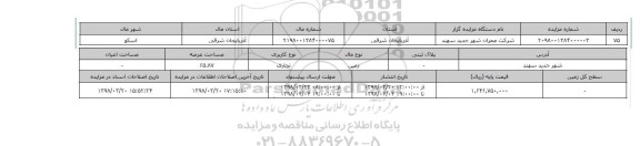 مزایده,مزایده زمین تجاری عرصه 65.87