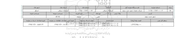 مزایده,مزایده زمین تجاری عرصه 53.25