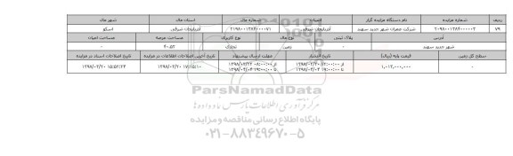 مزایده,مزایده زمین تجاری عرصه 40.52