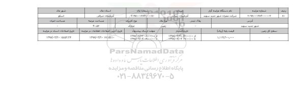مزایده,مزایده زمین تجاری عرصه 40.52 