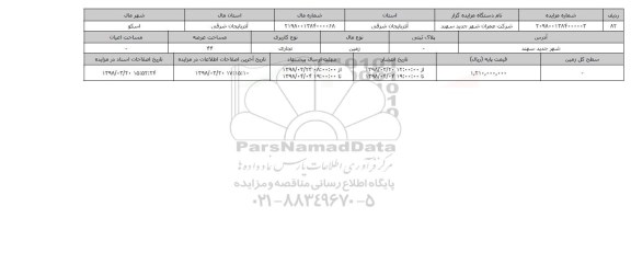 مزایده,مزایده زمین تجاری عرصه 44 