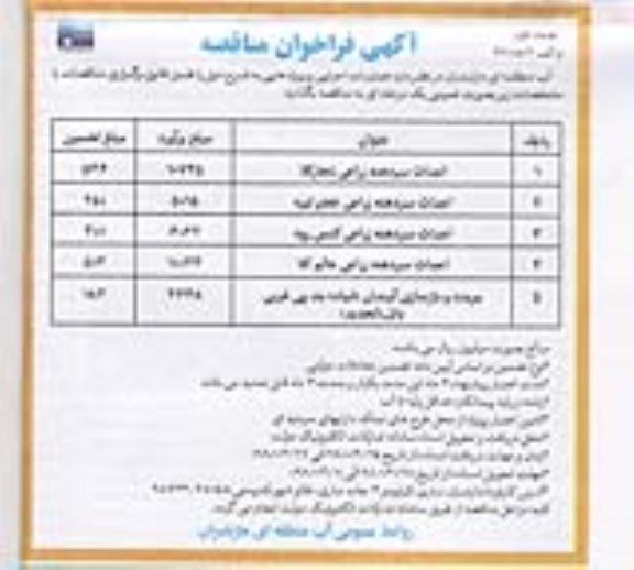 آگهی فراخوان مناقصه , مناقصه احداث سردهنه زراعی...