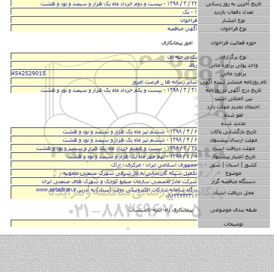 تکمیل شبکه گازرسانی به فاز شرقی شهرک صنعتی مامونیه