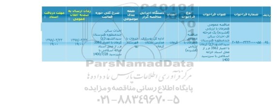 فراخوان مناقصه, مناقصه  احداث سالن چند منظوره هنرستان 