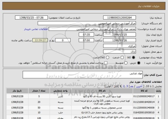 استعلام مواد غذایی