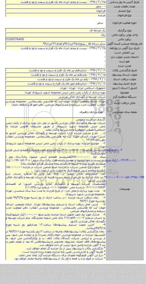 بهره برداری از یکباب زمین چمن تنیس مجموعه شهید شیرودی تهران