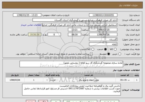 استعلام آماده سازی مجموعه گردشگری آق سو کلاله ( روشنایی محور) 