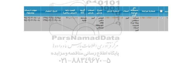 مزایده, مزایده فروش داغی های خودروهای تصادفی