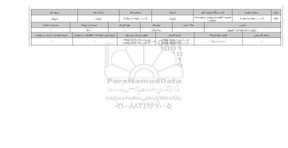 مزایده,مزایده ساختمان عرصه 500