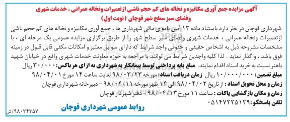 مزایده ، مزایده جمع آوری مکانیزه و نخاله های کم حجم