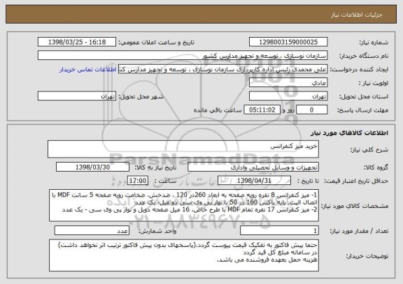 استعلام خرید میز کنفرانس