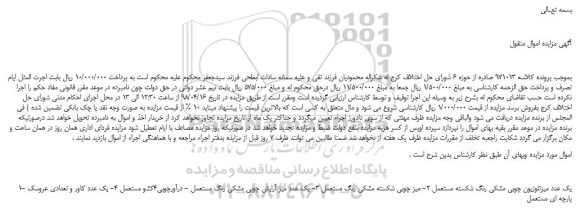 مزایده، مزایده یک عدد میزتلوزیون چوبی مشکی رنگ شکسته مستعمل  و...