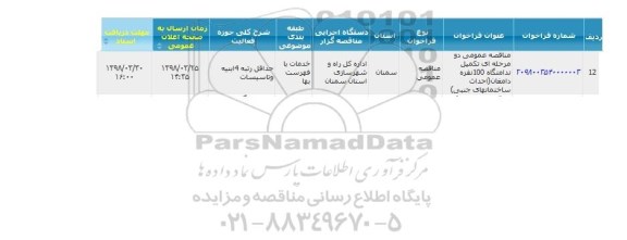 مناقصه عمومی تکمیل ندامتگاه 100 نفره 