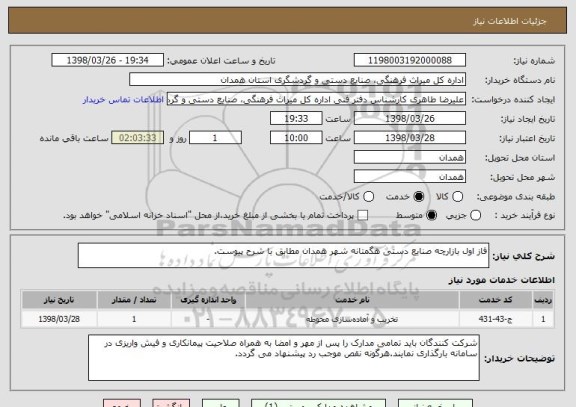 استعلام فاز اول بازارچه صنایع دستی هگمتانه شهر همدان مطابق با شرح پیوست.