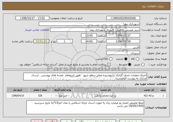 استعلام اجرای عملیات جدول گذاری سرپوشیده معابر سطح شهر   طبق استعلام  نقشه های پیوستی . ارسال مدارک به پیوست الزامیست