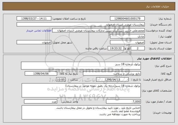 استعلام برانول شماره 18 سبز