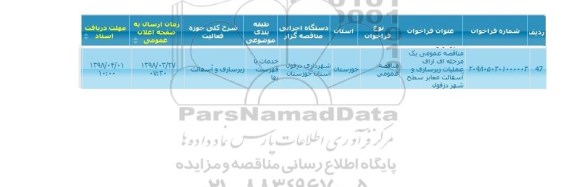 مناقصه ، مناقصه اجرای عملیات زیرسازی و آسفالت معابر سطح شهر 