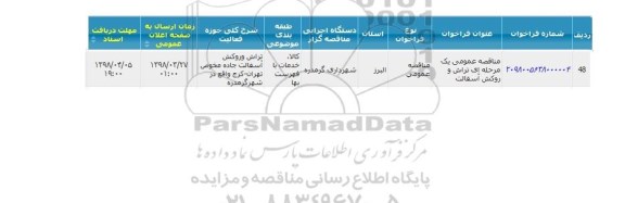 مناقصه ، مناقصه تراش و روکش آسفالت 