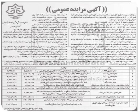 مزایده ،مزایده مغازه تجاری .... 