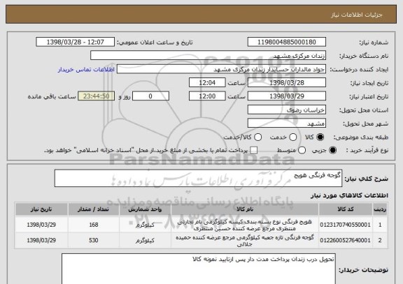 استعلام گوجه فرنگی هویج 