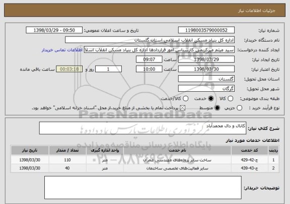 استعلام کانال و دال محمدآباد