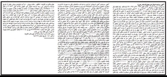 مزایده, مزایده ششدانگ یک قطعه باغ ...