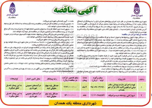 آگهی مناقصه , مناقصه تهیه و اجرای سازه و پوشش سقف میانی