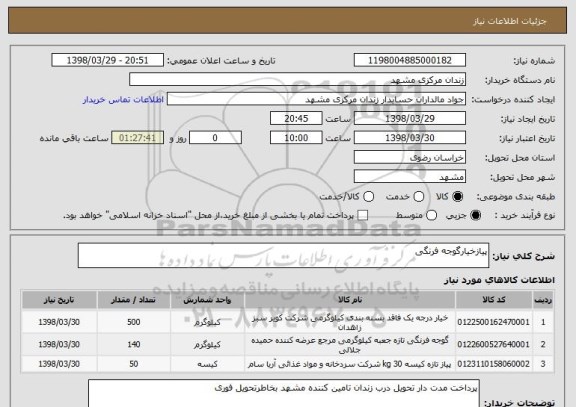 استعلام پیازخیارگوجه فرنگی