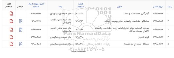 استعلام ، استعلام ساخت کاسه نمد موتور اینترول تنظیم زاویه و...