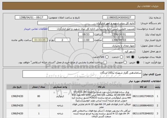 استعلام ساماندهی گلزار شهداء نیاکان لردگان